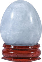 Polished Blue Celestite Crystal Egg with Wooden Stand, 30-39 mm Natural Celestite Stone Egg Figurine for Meditation Home Decoration