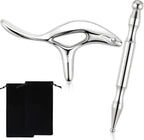 2 Pcs Trigger Massage Tool Acupuncture Pen Gua Sha Massage Scraping Tool Manual Reflexology Body Point Deep Tissue Muscle Scraper Massager for Head Neck Hand Waist Calf Foot(Silver,Large)