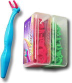 T.Smile Kids Evolutionary Clean Dental Flosser Kit, Child-Sized Handle & Refills, Fluoride Free, for Ages 3+, (Blue Handle + 120 Refills)