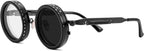 FEISEDY Adjustable Tint Sunglasses Polarized Men, 1-9 Gear Manual Dimming, Steampunk Round Metal Frame UV400 ND Filter B1400