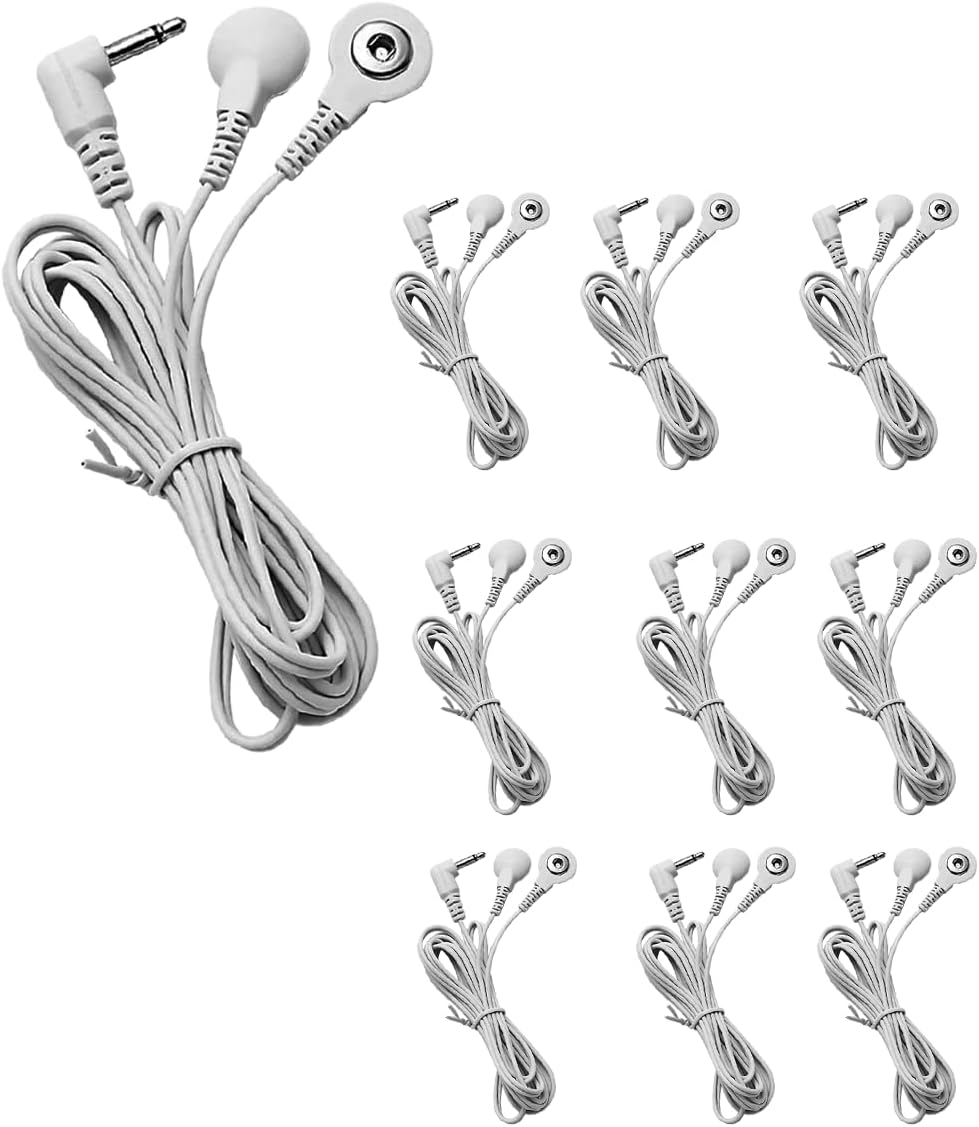 Button Electrode Wire Cable, DC 3.5mm Button Electrode Wire Cable Compatible Wires for Digital TENS Massage Machine,Button Type Electrode 2.5mm Plug Wires Cable 1 to 2 (10)