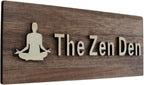 The Zen Den signs Room Decor Meditation in Progress Wall Hanging Sign,Inspirational Wooden Door Plaque for Yoga Studio Bedroom Decoration (Brown)