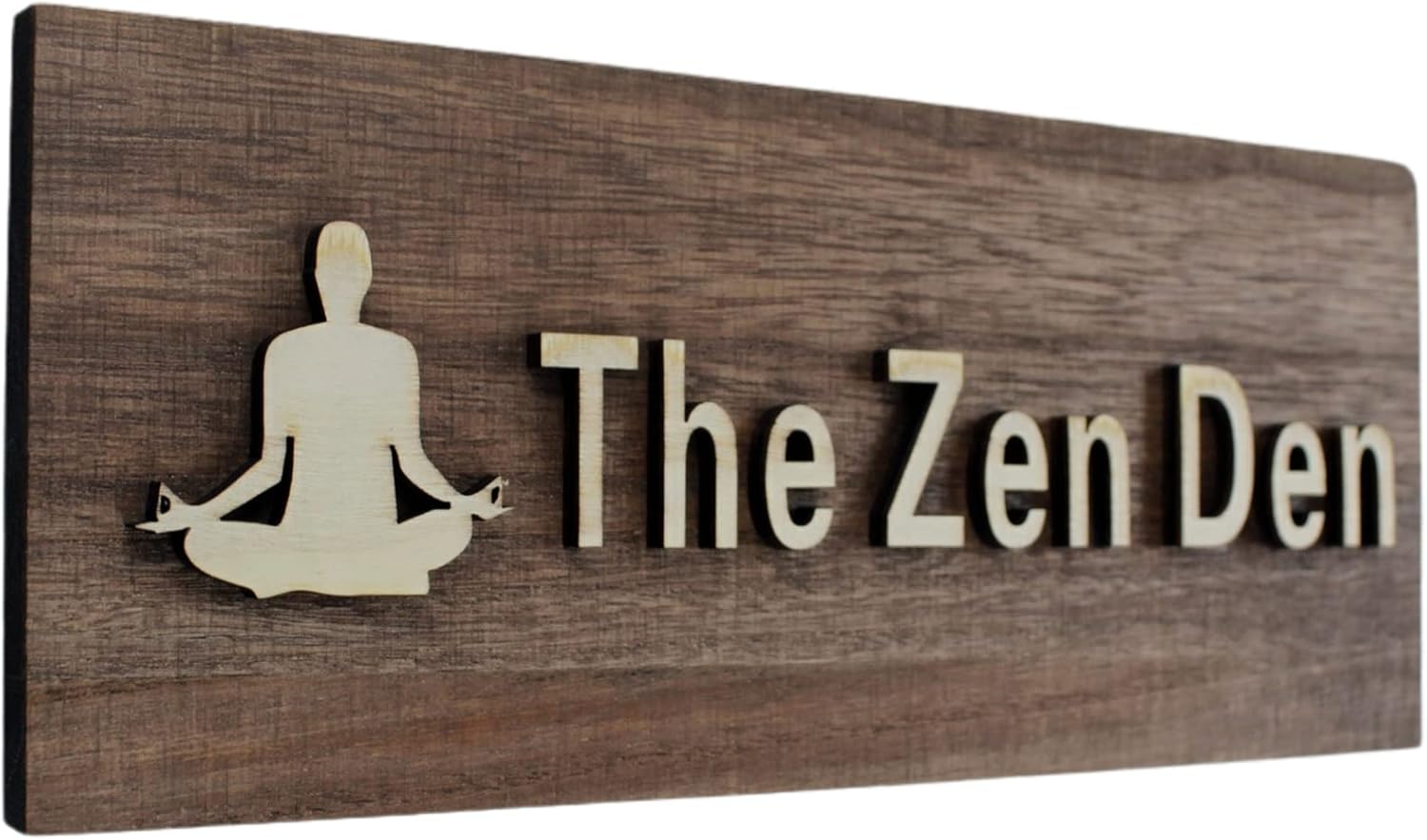 The Zen Den signs Room Decor Meditation in Progress Wall Hanging Sign,Inspirational Wooden Door Plaque for Yoga Studio Bedroom Decoration (Brown)