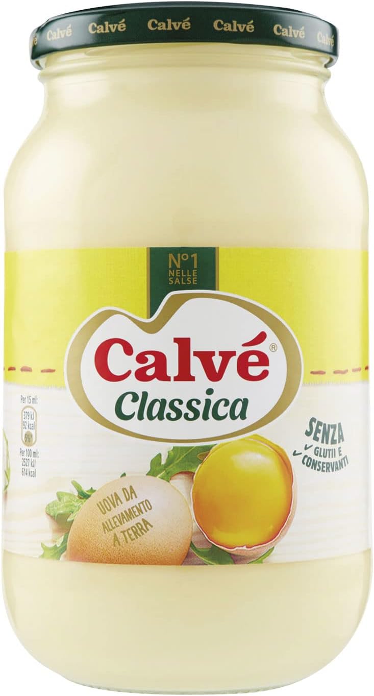 Calvé: "Classica" Italian Mayonnaise 20.6 Fluid Ounces (610mL - 580g) Jar [ Italian Import ]