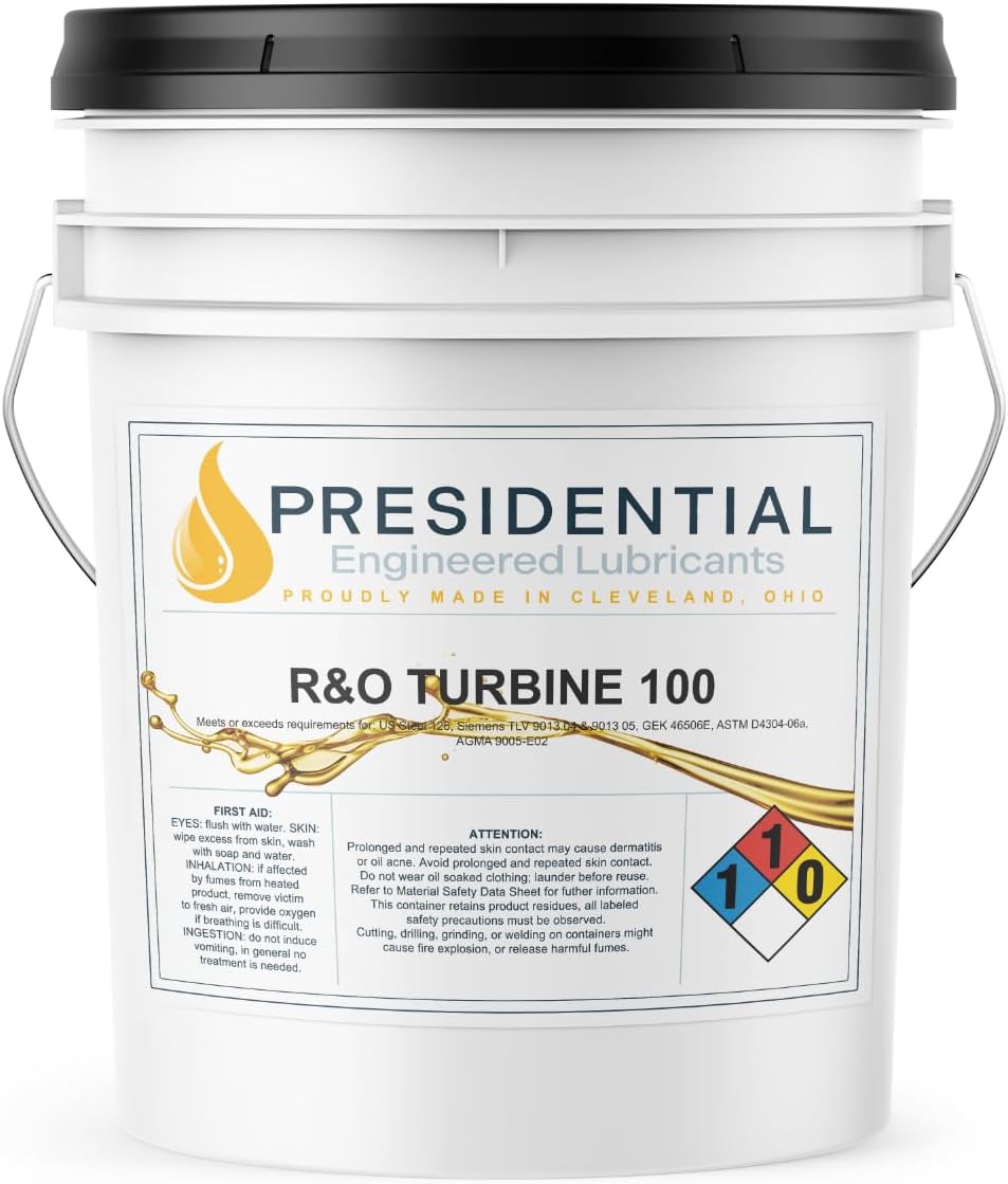 PRESIDENTIAL R&O Turbine Oil 100 - Gas & Steam Turbines - General-Purpose Machine Oil for Rust & Oxidation Prevention & Protection - Made in USA - (5 gal)