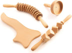 Tuuli Accessories - 4-Piece Wooden Massager Set, Includes Muscle Roller, Cellulite Massage Cup and Lymphatic Drainage Tool, Helps Ease Muscle Tension and Support Skin Health