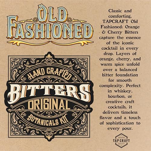TAPCRAFT Old Fashioned Bitters Making Kit – DIY Orange and Cherry Bitters Kit for Home Mixology and Classic Cocktails – Create Your Own Aromatic Bitters Infusion