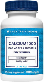 The Vitamin Shoppe Calcium 1,000MG - Bone Strength, Teeth Health & Muscle Function Support, Daily Mineral (100 Softgels)
