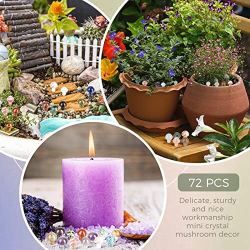 72 Pcs Crystal Mushroom Sculpture Decor Hand Carved Polished Healing Mushroom Shape Crystals Gemstone Mushrooms Mini Quartz Mushroom for Witchcraft Supplies DIY Meditation Pot Outdoor Yard Home Decor