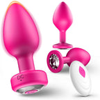 Anal Plug Sex Toys Vibrator–3Pcs Silicone Butt Plugs Training Kit with Remote Control, 10 Vibration Modes, Prostate Massager for Adults – Pink