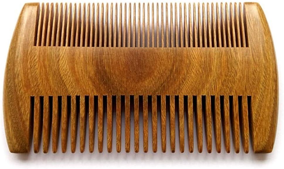 Green Sandalwood Beard Comb, 4" Long Two Sides, Handmade Natural No Static Comb with Aromatic Scent for Long and Short Beards, Mustache Comb, Pack of 1 Pcs