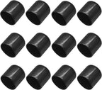 Bonsicoky 12Pcs Round Rubber End Caps 1 Inch (25mm) ID Vinyl Flexible Bolt Chair Foot Covers Screw Thread Chair Leg Protectors for Round Tubing Bolt Desk Chair Leg (Black)
