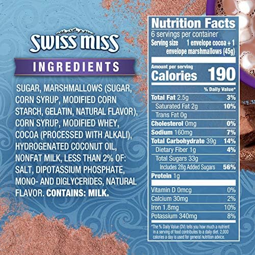 Swiss Miss Marshmallow Lovers Hot Cocoa Mix, Hot Cocoa Bar Supplies, 1.38 oz., 6-Count Envelopes (8 Boxes)