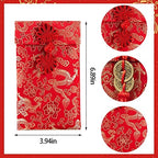 Hying 4 PCS Silk Red Envelope Chinese HongBao Card Envelopes Lucky Money Pockets Chinese Gift Card Envelopes Gift Wrap Bags with Knot Copper Coins for 2026 New Year, Spring Festival, Wedding