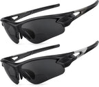 Attractive Bifocal Reading Sunglasses for Men, Durable TR90 Semi Rimless Wrap Around Design Sun Readers, UV400 Near-Far Sun Glass Built in Outdoor Sports/Driving/Finshing Dark Glasses, +2.5