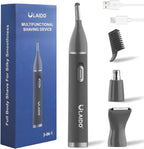 Nose Hair Trimmer for Men, Painless 3 in 1 Grooming Kit for Nose, Ear, Eyebrow & Body Hair, Rechargeable No Pull No Snag Trimming with 3 Waterproof Replacement Heads, Easy Cleansing