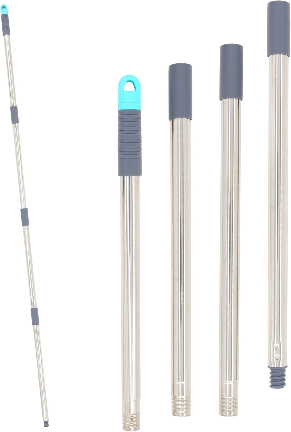 EaseYourDay 4-Section 4.8ft. Stainless Steel Pole Mop Replacement Handle Compatible with All Cleaning Head with American Threading System