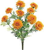 Covered Outdoor Artificial Marigold Bush - 13"