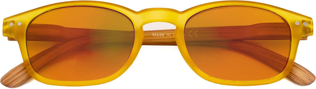 CessBlu Blue Light Blocking Glasses with Orange Tinted Fliter Lens Computer Reading Glasses with Bamboo-Look Temples
