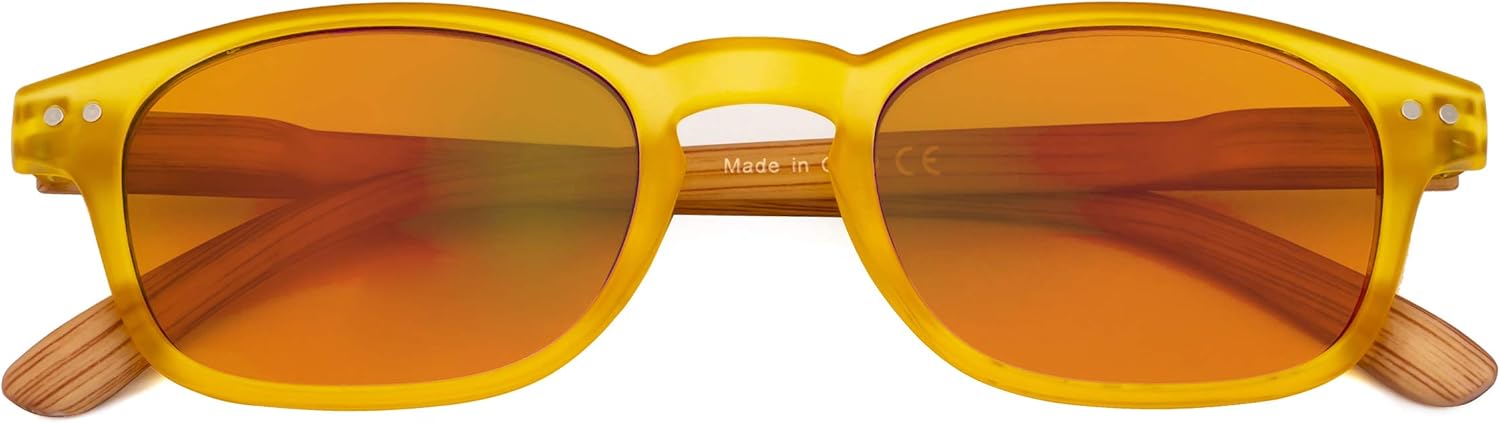 CessBlu Blue Light Blocking Glasses with Orange Tinted Fliter Lens Computer Reading Glasses with Bamboo-Look Temples