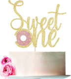 Donut Sweet One Cake Topper- 1st Birthday for 1st Birthday, Smash Cake Topper, Candyland Sweet One Cake Decorations (golden)