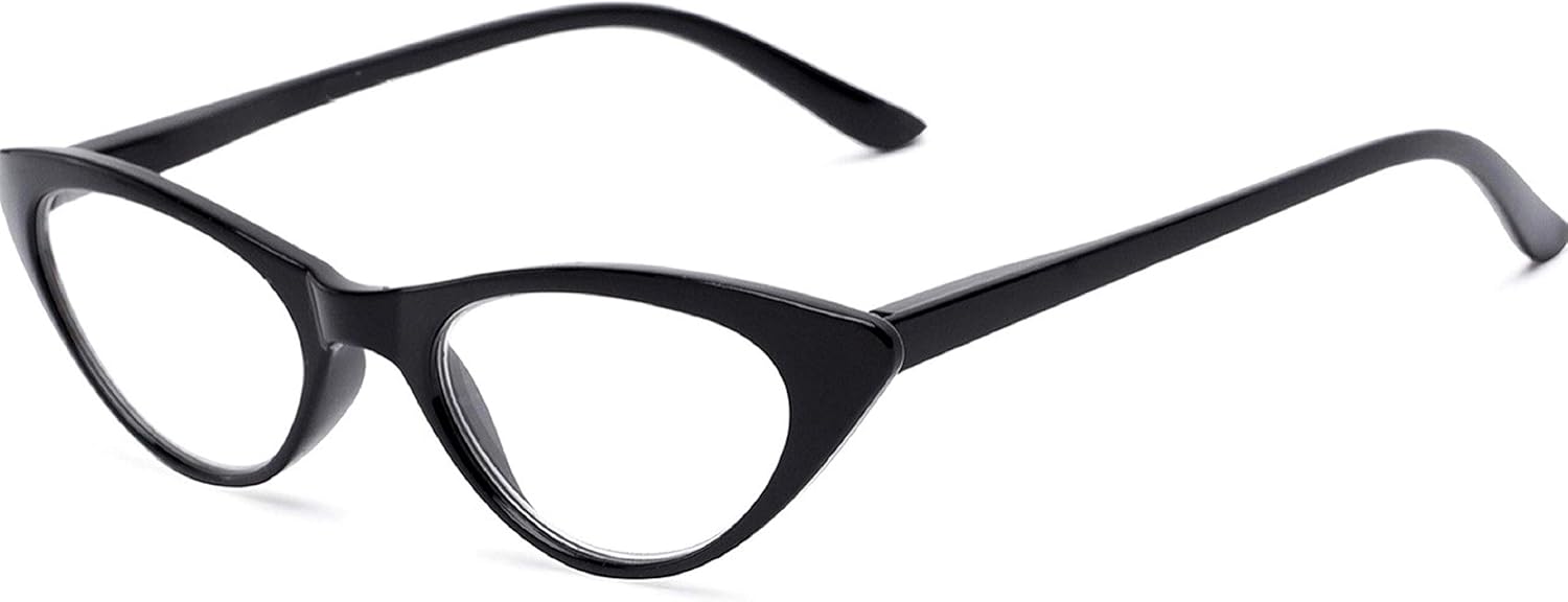 Readers The Brit Cat Eye Reading Glasses, Full Frame for Women +1.75 Black (1 Microfiber Cleaning Pouch Included)