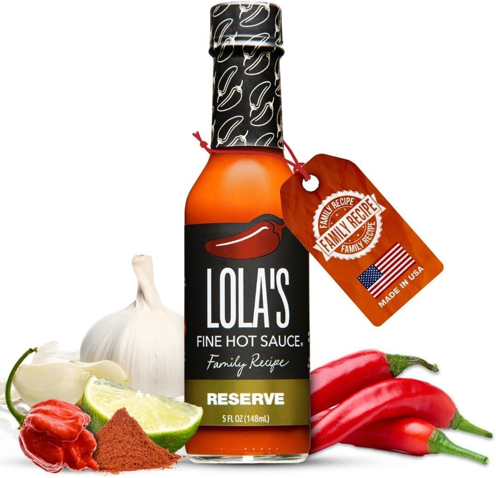 Lola’s Family Reserve Hot Sauce | Carolina Reaper & Habanero Blend | Ultra Spicy | 0 Calories, 0g Fat, Low Sodium | All-Natural, Vegan, Gluten-Free | 5 Fl Oz (Pack of 1)