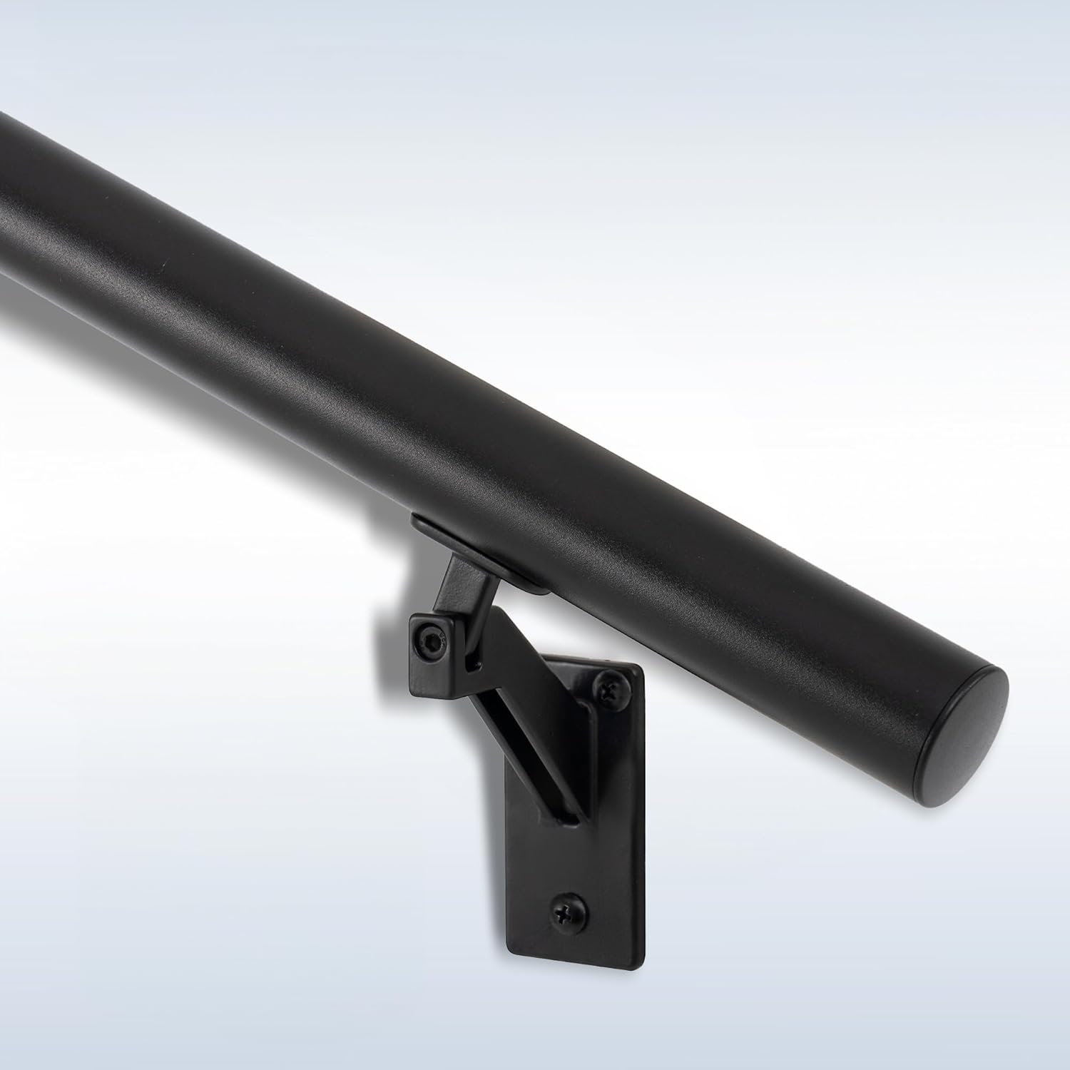 9 FT Handrails Kit for Indoor Outdoor Stairs，Modern Aluminum Handrail Set，1.4" Diameter Bar,Adjustable 304 Stainless Steel Brackets Included，Rust Free. (Matte Black, 9 FT)