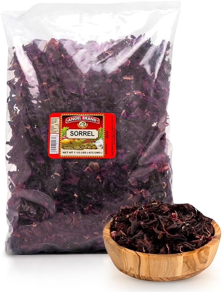 Angel Brand Dried Sorrel Hibiscus Flowers 1.5 lbs Pouch - Discover Rich Flavor & Aroma of Healthful Delights with Hibiscus Tea Loose Leaf - Enjoy Refreshing, & Nutritious Beverages to Elevate Health