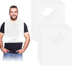 Hicarer 100 Pcs Disposable Adult Bibs with Crumb Catcher for Elderly Eating Plastic Bibs Single Use Dining Clothing Protectors