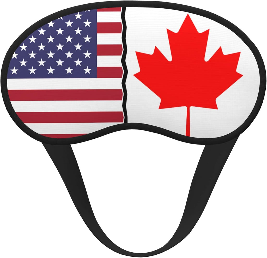 American Flag and Canadian Flag Portable Printed Travel Sleep Eye Mask Blackout Meditation Eye Shade