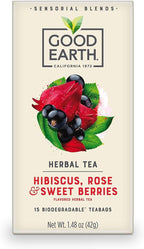 Good Earth Sensorial Blends Hibiscus, Rose & Sweet Berries, Herbal Tea Bags, 15 Ct