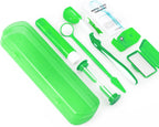 Annhua 8 Pcs Orthodontic Care Kit for Braces, Portable Braces Kit Cleaning Tools Tooth Pick Hygiene Set with Interdental Brush, Ortho Wax, Floss, Oral Mirror Included - Green