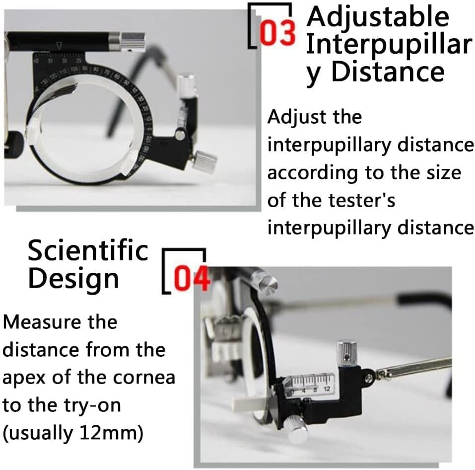 Optical Optic Trial Lens Frame Professional Optometry Optician，Optical Trial Frame PD 50-80Mm Adjustable Trial Lens Frame，Eye Optometry Lens Frame for Visual Inspection in Optical Shops