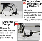 Optical Optic Trial Lens Frame Professional Optometry Optician，Optical Trial Frame PD 50-80Mm Adjustable Trial Lens Frame，Eye Optometry Lens Frame for Visual Inspection in Optical Shops