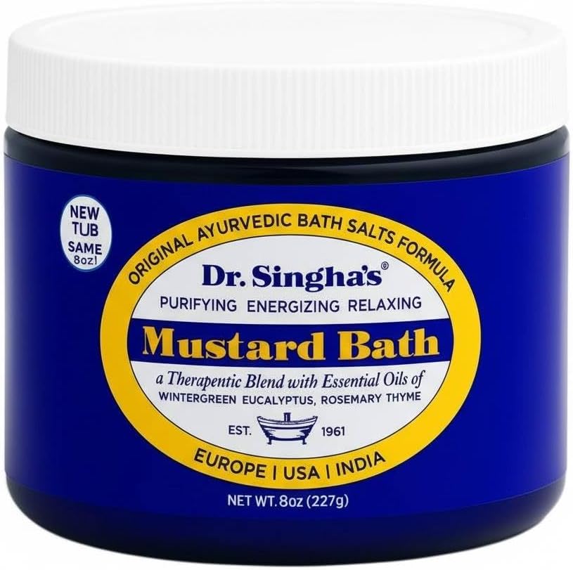 Dr. Singha's Mustard Bath Salts - 8 oz Herbal Bath Soak with Essential Oils for a Relaxing and Rejuvenating Experience - Made in USA