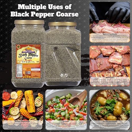 Rani Black Pepper Coarse Ground 28 Mesh (Table Grind) 80oz (5lbs) 2.27kg Bulk PET Jar ~ All Natural | Vegan | Gluten Friendly | NON-GMO | Kosher | Product of Vietnam