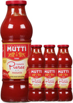 Mutti Tomato Puree (Passata), 24.5 oz. | 4 Pack | Italy’s #1 Brand of Tomatoes | Fresh Taste for Cooking | Canned Tomatoes | Vegan Friendly & Gluten Free | No Additives or Preservatives