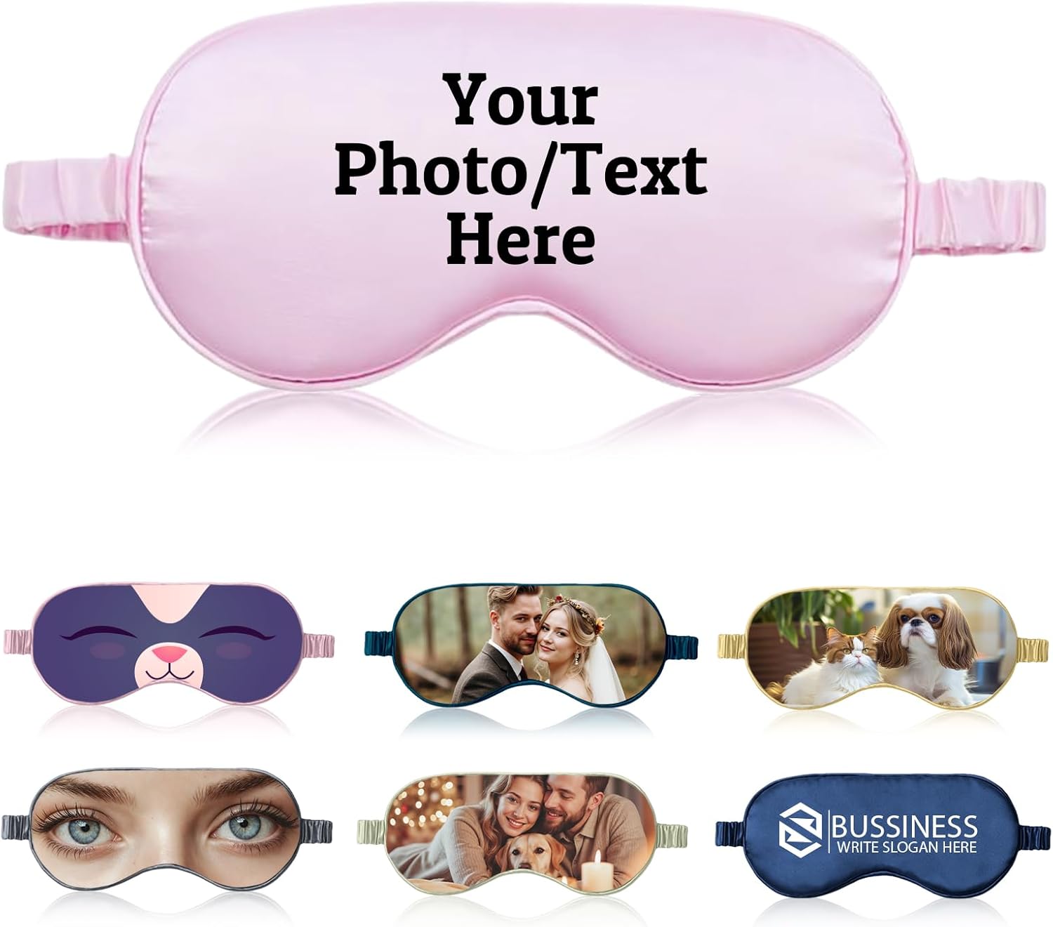 Custom Eye Mask, Personalized Sleep Masks with Your Photo/Text - Blackout Sleep Mask with Adjustable Strap for Women & Men, Perfect for Travel, Napping, and Meditation