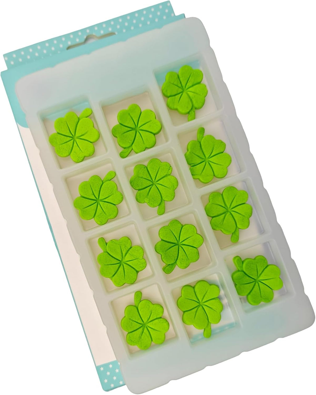Edible 12pcs GrassGreen Shamrock Sugar cake decorations, cupcake toppers, perfect Clover Icing Cookies decro for St. Patrick's Day Birthday Halloween Thanksgiving Christmas party Team Dinner