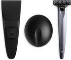 Bolin Webb Handle in Monza Red with Razor Stand and Waterproof Travel Case. Fitted with Gillette Mach3 Blade Cartridge Technology. Award Winning Razors for Men - Made in England. (Graphite)