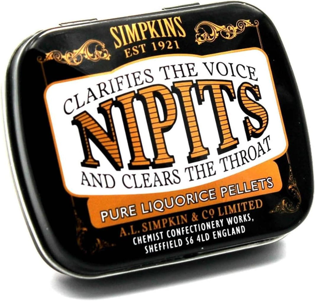 6 X Simpkins Natural Nipits Liquorice Pellets Pure Tin 12g