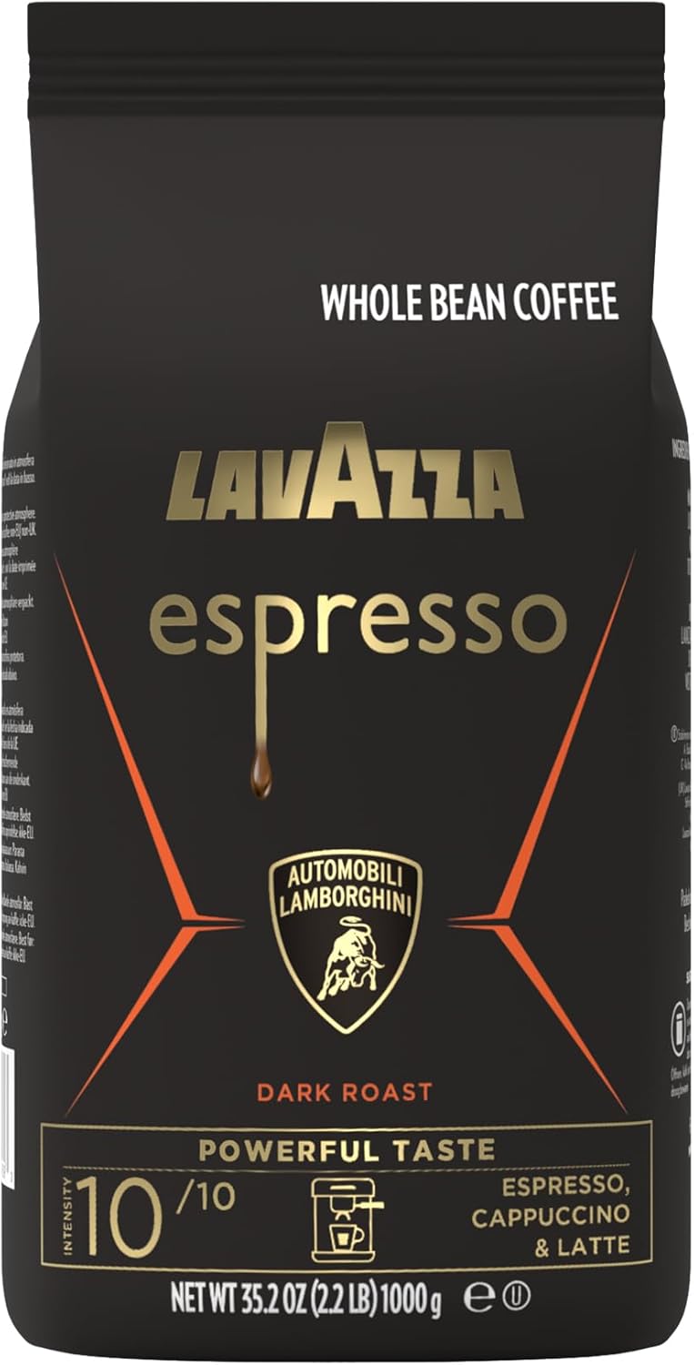 Lavazza Espresso Whole Bean for Automobili Lamborghini, Dark Roast, Arabica and Robusta Blend, 2.2 lb Bag (Package May Vary)