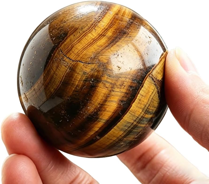 40-50mm Natural Tiger's Eye Crystal Ball, Hand Polished Tiger Eye Stone Sphere, Healing Crystal Decorative Sphere, Reiki Energy Stone Crafts, Feng Shui Home Desktop Ornament Gift