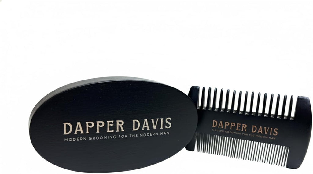 Beard Brush & Comb Set for Men – Boar Bristle Beard Brush + Pear Wood Comb – Anti-Itch, Softening & Styling Grooming Kit – Natural Beard Care Tools for Thick, Healthy Beard