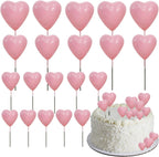 BEISHIDA 20 PCS Pink Heart Shape Mini Ball Cake Toppers Foam Cake Balls Decoration Supplies for Girl Birthday Valentine Mother's Day Anniversary Wedding Baby Shower Cake Decorations