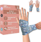 Carpal Tunnel Wrist Brace Left Hand, Right Hand for Women, Day or Night Compression Wrist Support Brace for Fitness, Keyboard Use, or Overnight Support, 2 Pack, Sage Green Floral Print