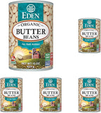 Eden Organic Organic Butter Beans, 15 oz Can, No Salt, Non-GMO, Gluten Free, Vegan, Kosher, U.S. Grown, Heat and Serve, No Preservative, Macrobiotic, Baby Lima Beans (Pack of 5)