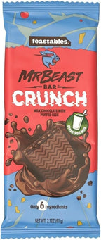 Feastables Milk Chocolate Crunch Bars - Made with Grass-Fed Milk Chocolate and Organic Cocoa. Only 6 Ingredients, 10 Count