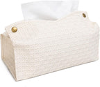 Tissue Box Cover,Modern PU Leather Rectangular Tissue Holder,Wipes Dispenser Paper Cover Case Napkin Holder for Bathroom Living Room Bedroom Vanity Countertop Office Tabletop Desk Car(Beige)